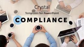  Presentation with compliance - Colorful theme enhanced with compliance rules law concept backdrop and a soft green colored foreground