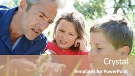  Presentation with children and time - Colorful presentation design enhanced with complicated - father and children spending time backdrop and a coral colored foreground