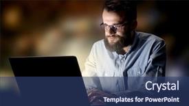  Presentation with late - Colorful presentation theme enhanced with complicated - young handsome businessman working late backdrop and a ocean colored foreground