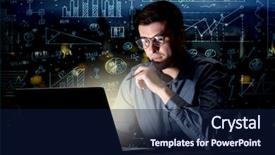  Presentation with blue night - Amazing presentation theme having complicated - young handsome businessman working late backdrop and a navy blue colored foreground