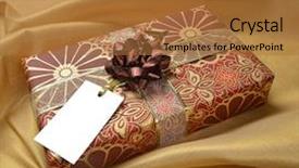  Presentation with gift - Presentation theme enhanced with compliment - empty tag attached to decorative background and a red colored foreground
