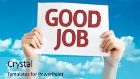  Presentation with job - PPT theme consisting of compliment - good job card with sky background and a arctic colored foreground