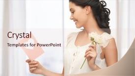  Presentation with flower woman - Beautiful slide deck featuring compliment - picture of young woman holding backdrop and a lemonade colored foreground