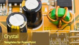  Presentation with chip - Presentation theme having electronics component - macro of computer chip background and a tawny brown colored foreground