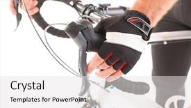  Presentation with waiter hand in white glove - Amazing slide deck having bike components - hand in glove shifting bicycle's backdrop and a white colored foreground