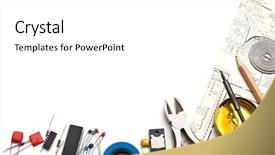  Presentation with transistor - Colorful PPT theme enhanced with components and scheme on white backdrop and a white colored foreground