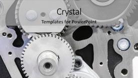  Presentation with car engine - PPT theme having components tractor - car engine close up background and a light gray colored foreground