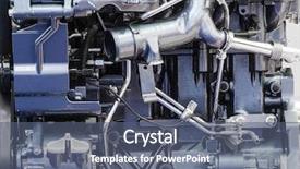  Presentation with car engine - Cool new presentation theme with components tractor - car engine close up backdrop and a ocean colored foreground