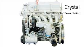  Presentation with engine system diesel - PPT theme with components tractor - car engine isolated background and a white colored foreground