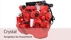  Presentation with car engine - Beautiful slides featuring components tractor - car engine isolated backdrop and a  colored foreground