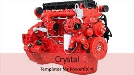  Presentation with car engine - PPT theme consisting of components tractor - car engine isolated background and a red colored foreground