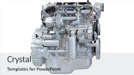  Presentation with marine engine company - Slide deck with components tractor - car engine isolated background and a light gray colored foreground