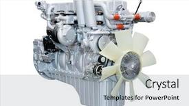 Presentation with engine system diesel - PPT theme having components tractor - car engine isolated background and a  colored foreground