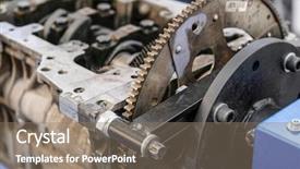  Presentation with cylinder - Slide set with components tractor - cylinder block close up background and a gray colored foreground