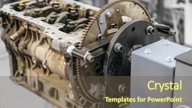  Presentation with cylinder - PPT layouts with components tractor - cylinder block close up background and a tawny brown colored foreground