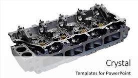  Presentation with cylinder head - PPT theme having components tractor - cylinder head isolated background and a white colored foreground