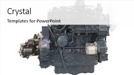  Presentation with engine - Presentation theme enhanced with components tractor - image of an engine background and a  colored foreground