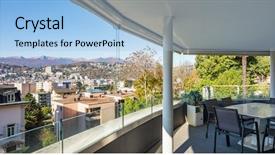  Presentation with composed a golden planet - PPT layouts enhanced with composed of chairs and table background and a light blue colored foreground