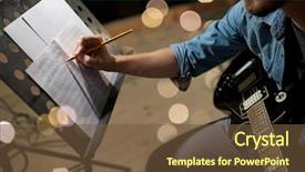  Presentation with studio lights - Beautiful presentation design featuring composer - art and creativity concept backdrop and a tawny brown colored foreground