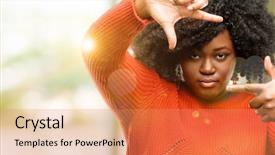  Presentation with confident - Slide deck featuring composer - beautiful african woman confident background and a  colored foreground