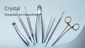  Presentation with light blue - PPT theme enhanced with composer - dental metal tools composed background and a sky blue colored foreground