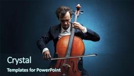  Presentation with lonely - Slide deck consisting of composer - lonely cellist composing on cello background and a navy blue colored foreground