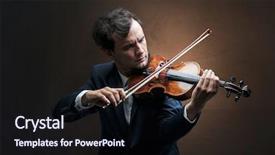  Presentation with lonely - Slide set featuring composer - lonely violinist composing on cello background and a wine colored foreground