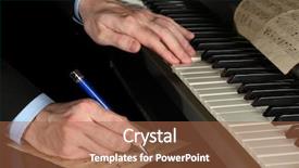  Presentation with piano - Amazing PPT theme having composer - man hands playing piano backdrop and a red colored foreground