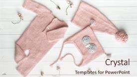  Presentation with knitted clothes - Audience pleasing presentation design consisting of composer - pink small knitted clothes backdrop and a lemonade colored foreground