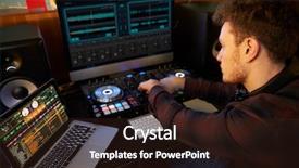  Presentation with computer music - Slide set having composer - young man composing music background and a wine colored foreground