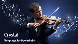  Presentation with sparkling - PPT theme featuring composing - lonely musical composer with violin background and a wine colored foreground