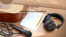  Presentation with music book - Slide deck consisting of composing-and-music-writing-concept background and a coral colored foreground