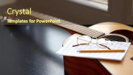  Presentation with music book - Colorful slide set enhanced with composing-and-music-writing-concept backdrop and a tawny brown colored foreground