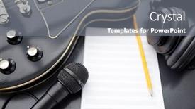  Presentation with music book - PPT layouts featuring composing-and-music-writing-concept background and a gray colored foreground