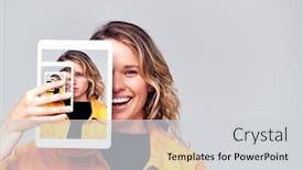  Presentation with media image - Amazing PPT theme having composite-concept-image-showing-contrasting backdrop and a light gray colored foreground