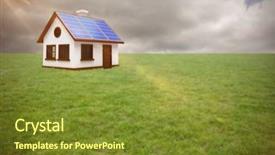  Presentation with solar panels - Theme having composite image of 3d house background and a tawny brown colored foreground