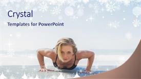  Presentation with twinkling stars - PPT theme enhanced with composite image of a fit blonde in plank position on the beach against twinkling stars background and a sky blue colored foreground