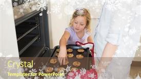  Presentation with baking cookies - Colorful theme enhanced with composite image of a girl with mother baking cookies against snow backdrop and a tawny brown colored foreground