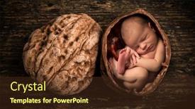  Presentation with newborn baby - Beautiful PPT theme featuring composite-image-of-a-newborn backdrop and a tawny brown colored foreground