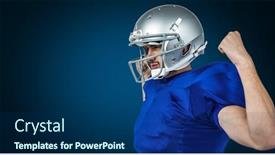 Presentation with football blue - Beautiful slide deck featuring composite image of american football player flexing muscles against blue background backdrop and a ocean colored foreground
