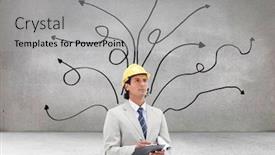  Presentation with taking notes - Slide deck with composite image of attractive architect taking notes background and a light gray colored foreground