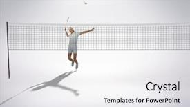  Presentation with badminton - PPT theme having composite image of badminton player playing badminton against white background background and a white colored foreground