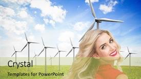  Presentation with composite - Presentation design having composite image of beautiful blonde background and a  colored foreground