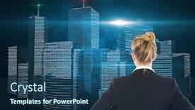  Presentation with composite - PPT theme with smart building - composite image of blonde businesswoman background and a ocean colored foreground