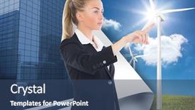  Presentation with composite panels cladding of buildings - Slide set consisting of composite image of blonde businesswoman background and a ocean colored foreground