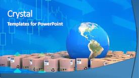  Presentation with 3d character blue globe - PPT theme enhanced with composite image of blue globe background and a teal colored foreground