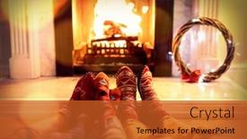  Presentation with composite - Amazing PPT theme having composite image of brown parquet against family at home at christmas time backdrop and a red colored foreground