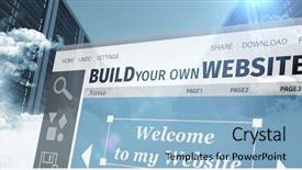  Presentation with data center - Slides featuring composite image of build website background and a light blue colored foreground