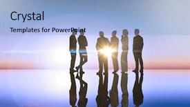  Presentation with purple business - Cool new presentation theme with composite image of business colleagues standing against purple sky backdrop and a light blue colored foreground