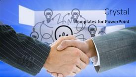  Presentation with circuit - Colorful presentation design enhanced with composite image of business handshake against circuit board on futuristic background backdrop and a light blue colored foreground